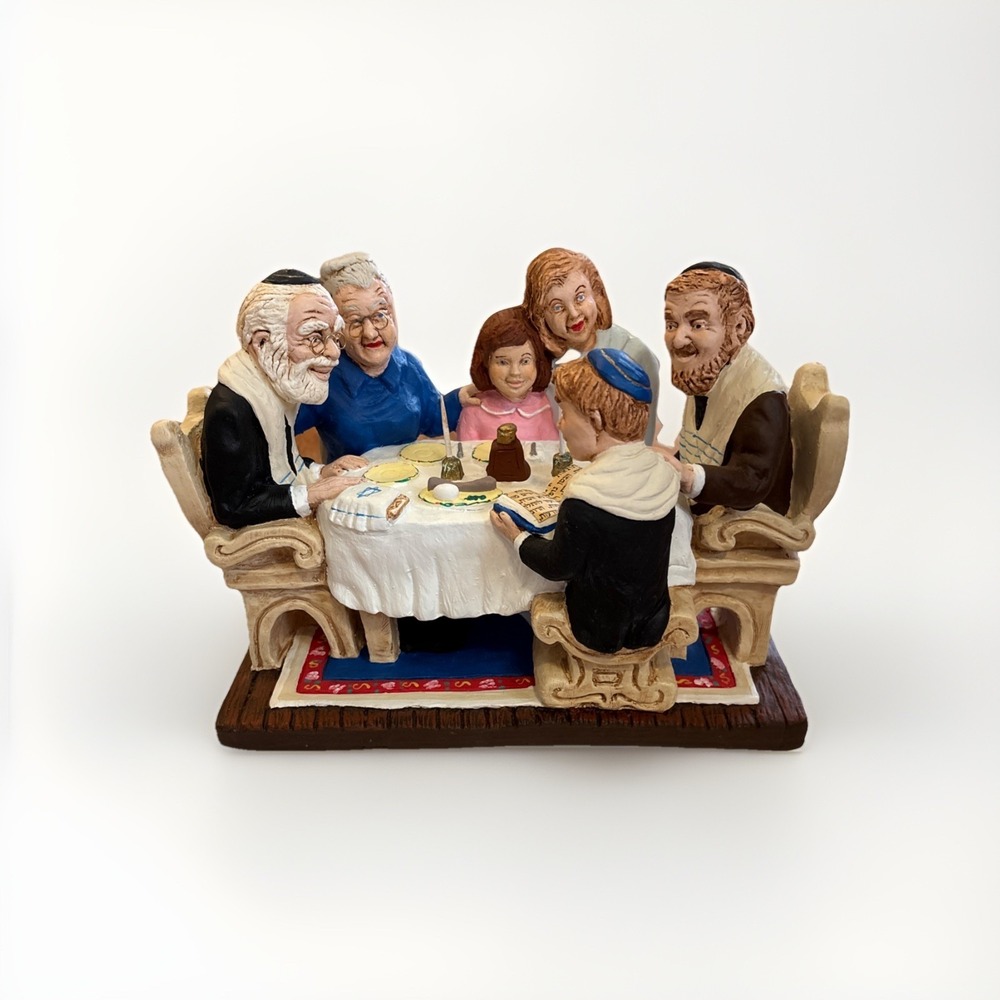 Vintage Judaica Lauren Marems Signed Shabbat Family Dinner Sculpture  371/1500